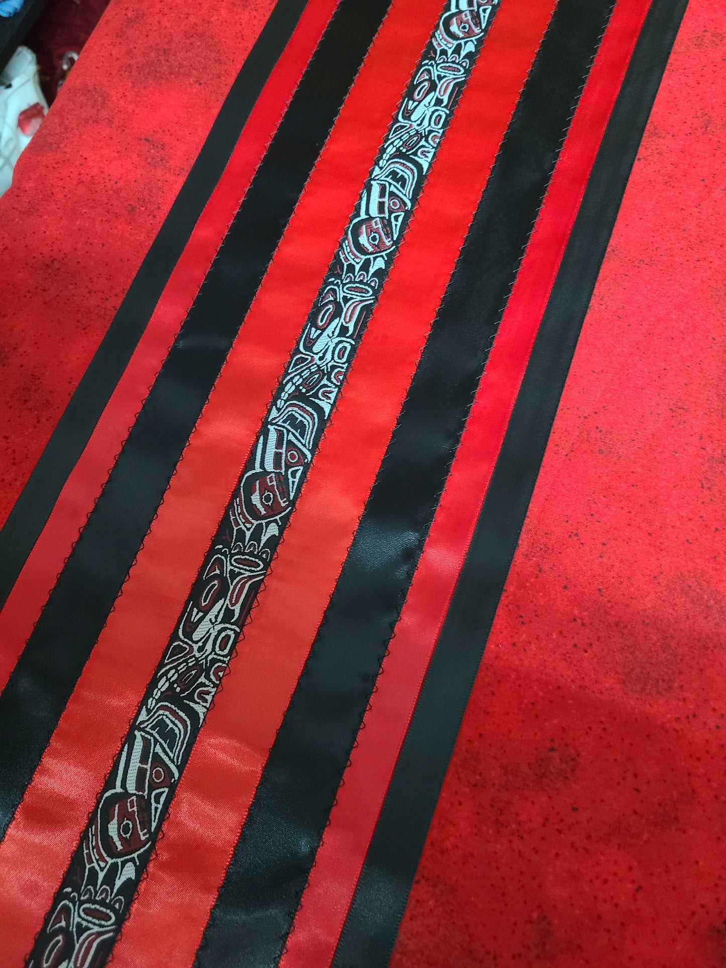 Ribbon Skirt, 100% Cotton, All sizes, Indigenous made, Custom Orders, Choice of Material, Pockets, Waist, Ribbon Color, Width and Quantity.