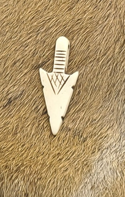 Arrowhead Pendant, Hand carved Cow Bone, 2" for Choker, Necklace or Decoration