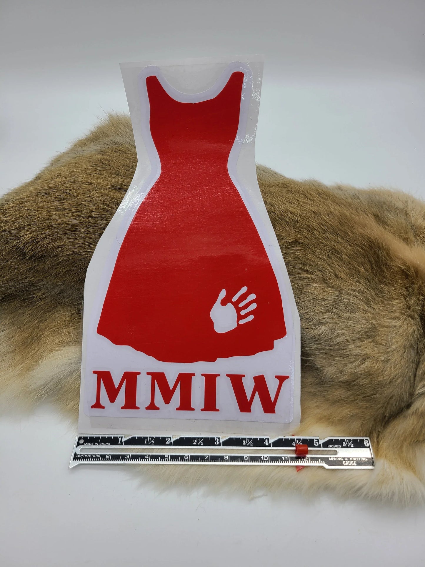 MMIW Missing and Murdered Indigenous Women, Decal Stickers, Red Dress, Red Hand, Awareness