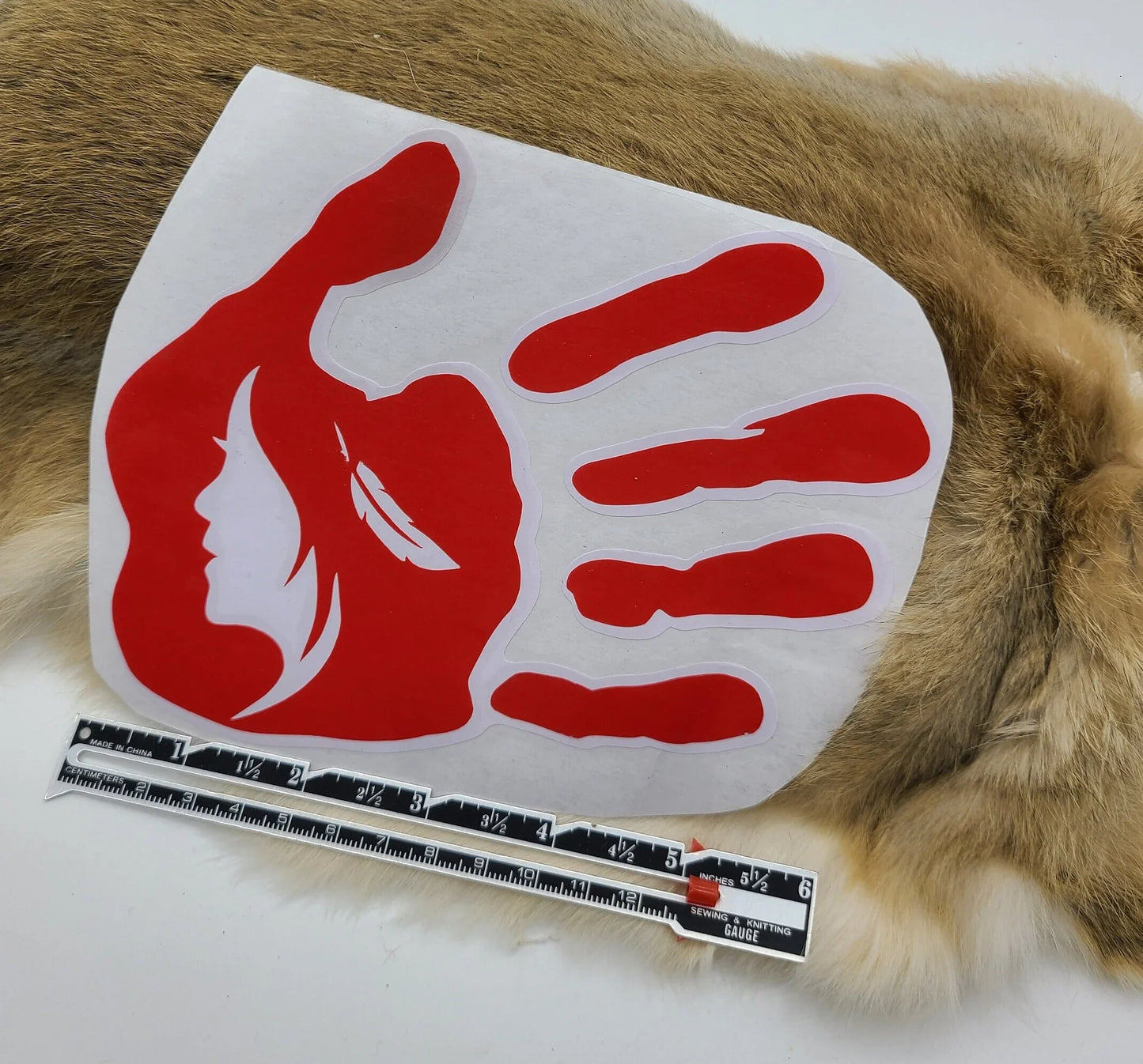 MMIW Missing and Murdered Indigenous Women, Decal Stickers, Red Dress, Red Hand, Awareness