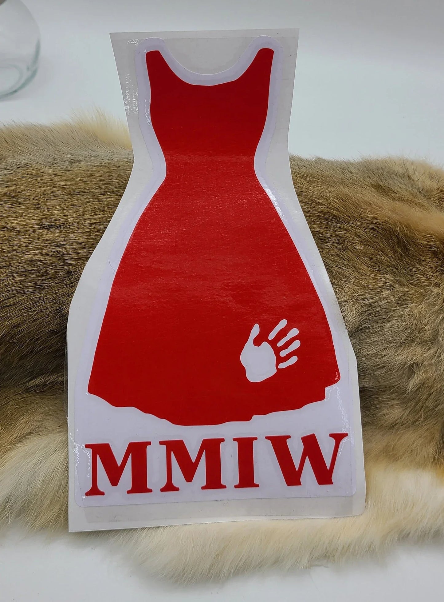MMIW Missing and Murdered Indigenous Women, Decal Stickers, Red Dress, Red Hand, Awareness