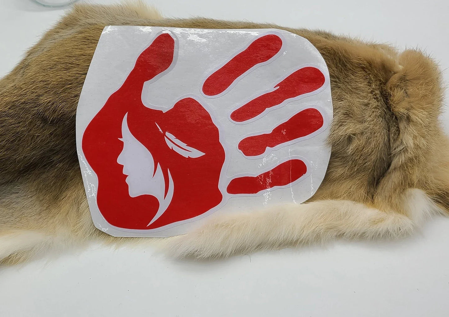 MMIW Missing and Murdered Indigenous Women, Decal Stickers, Red Dress, Red Hand, Awareness