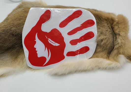 MMIW Missing and Murdered Indigenous Women, Decal Stickers, Red Dress, Red Hand, Awareness (Copy)