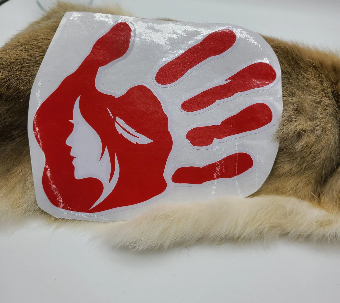 MMIW Missing and Murdered Indigenous Women, Decal Stickers, Red Dress, Red Hand, Awareness