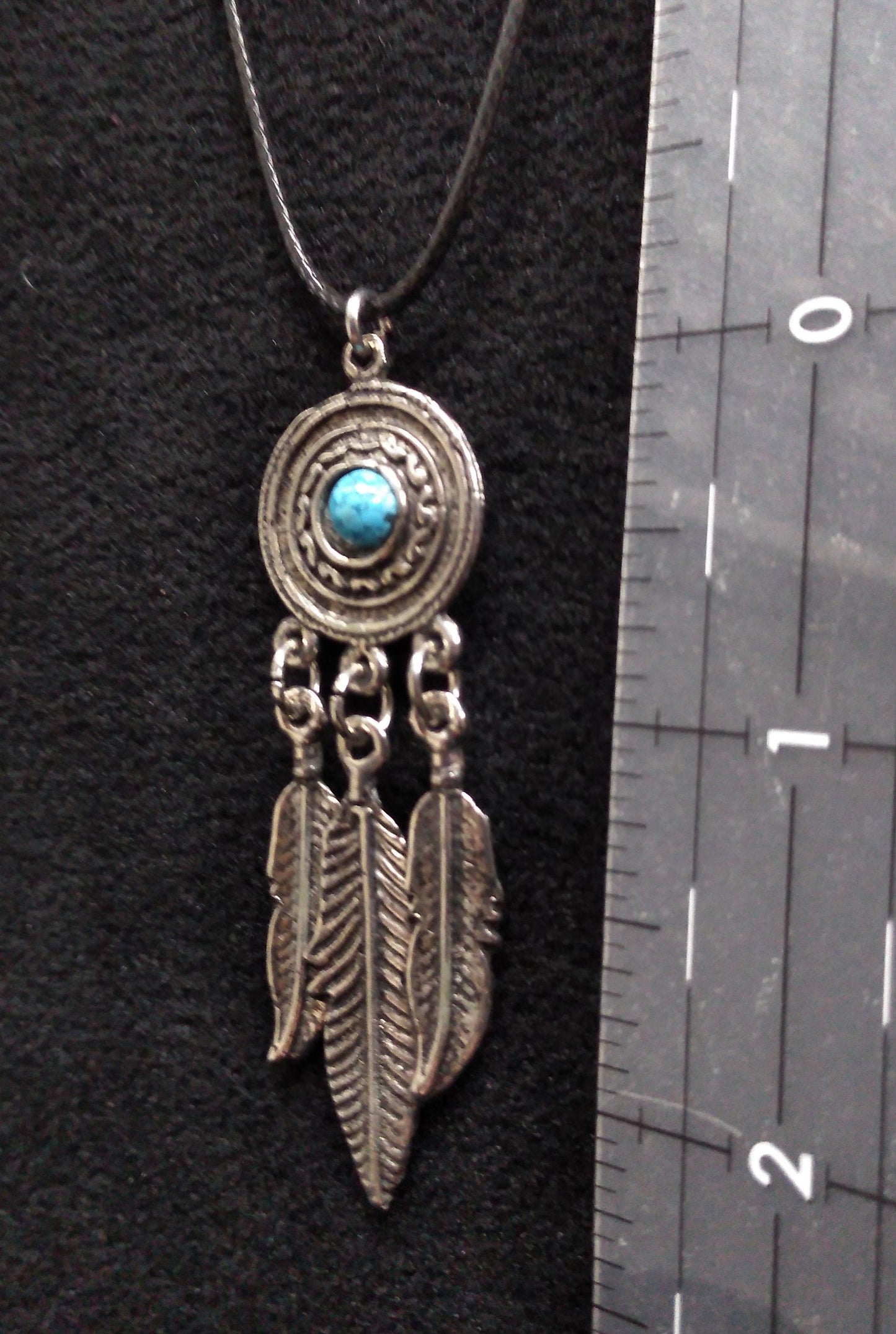 Necklace Dreamcatcher Collection, Necklace, 18" length, Feathers, Turquoise, Metal