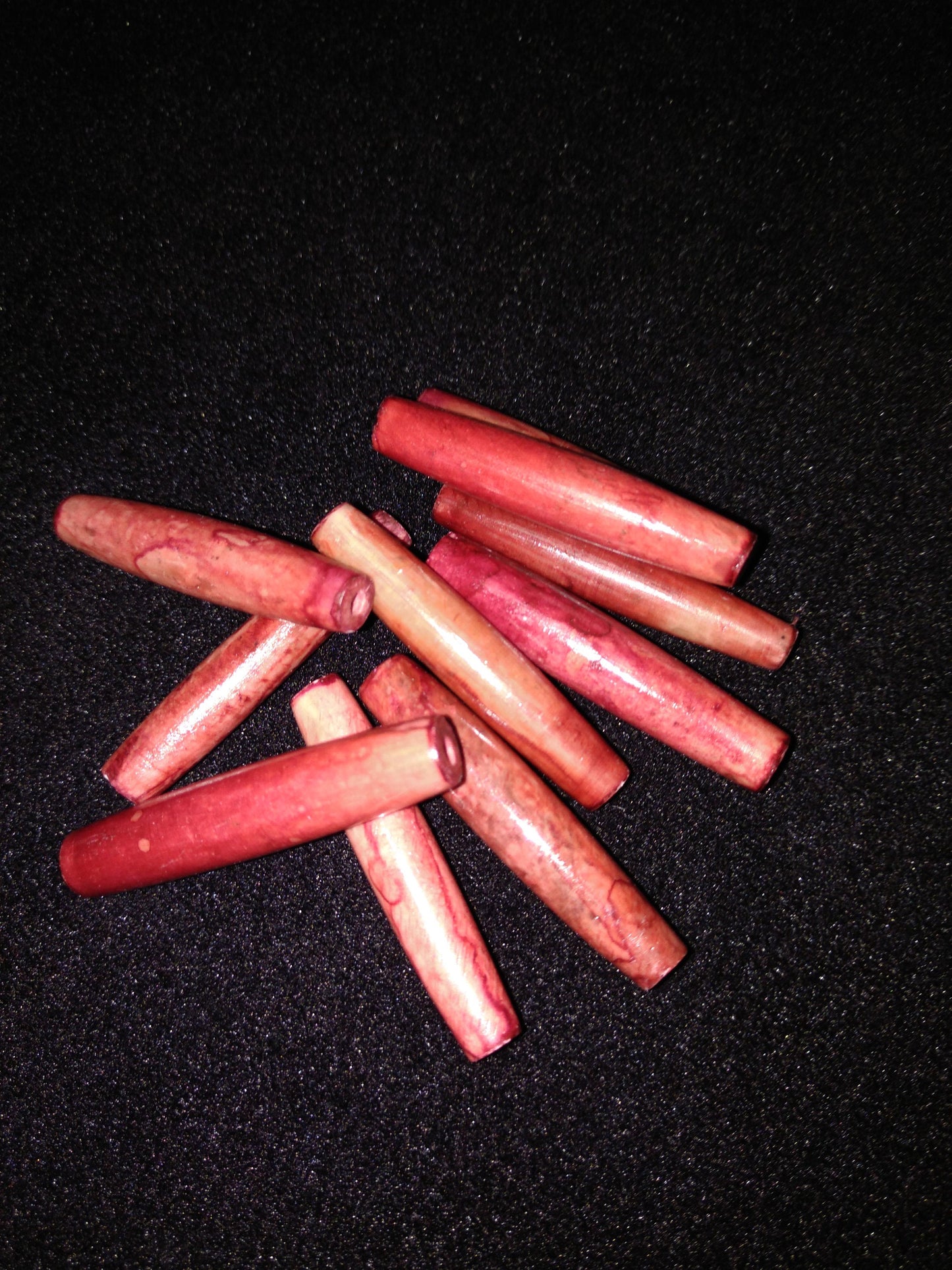 Hair Pipes, Reminiscent of "Pipe Stone Red", Beads, Hand Crafted, package of 10 1/2"-1 1/2"