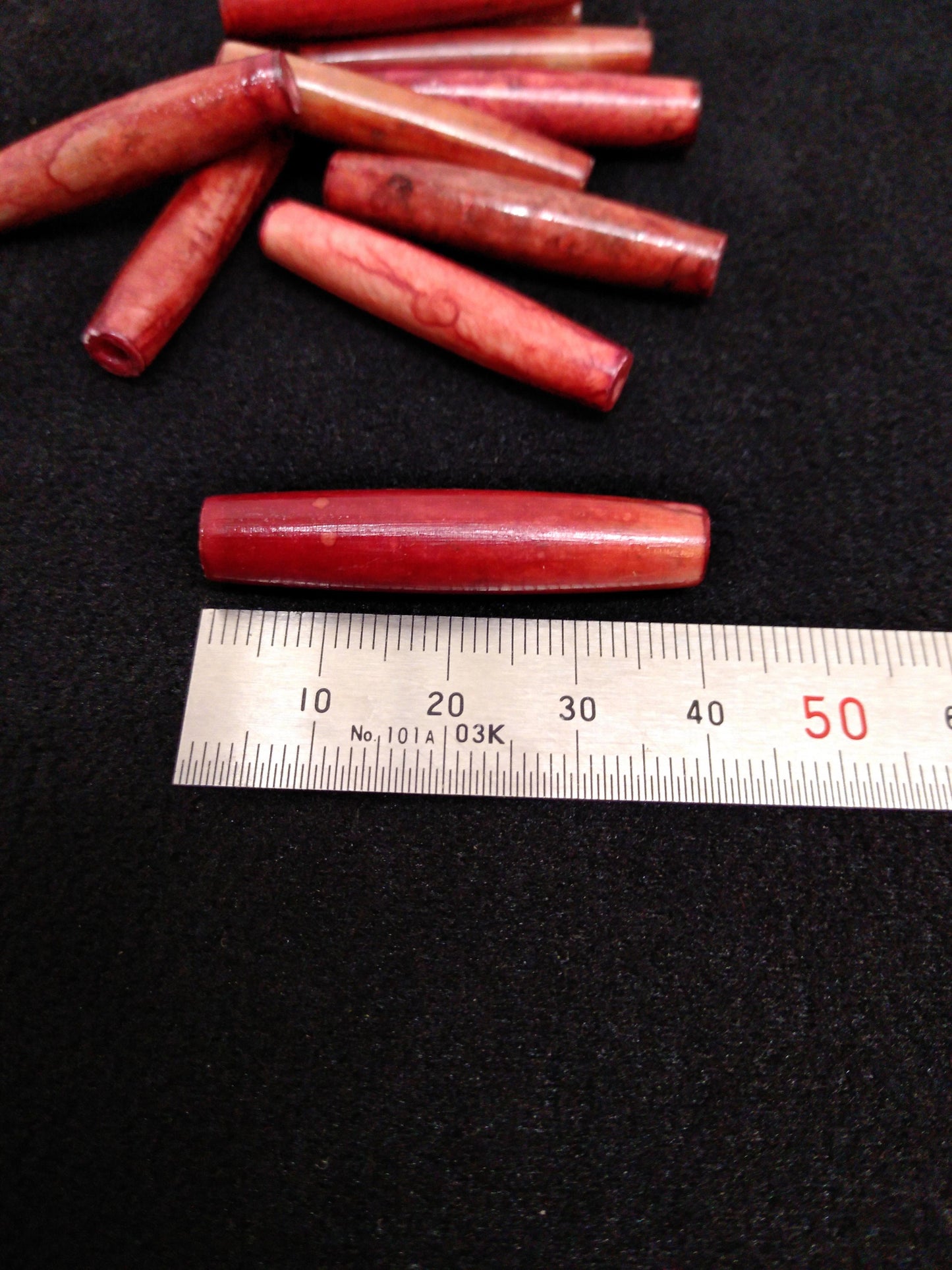 Hair Pipes, Reminiscent of "Pipe Stone Red", Beads, Hand Crafted, package of 10 1/2"-1 1/2"