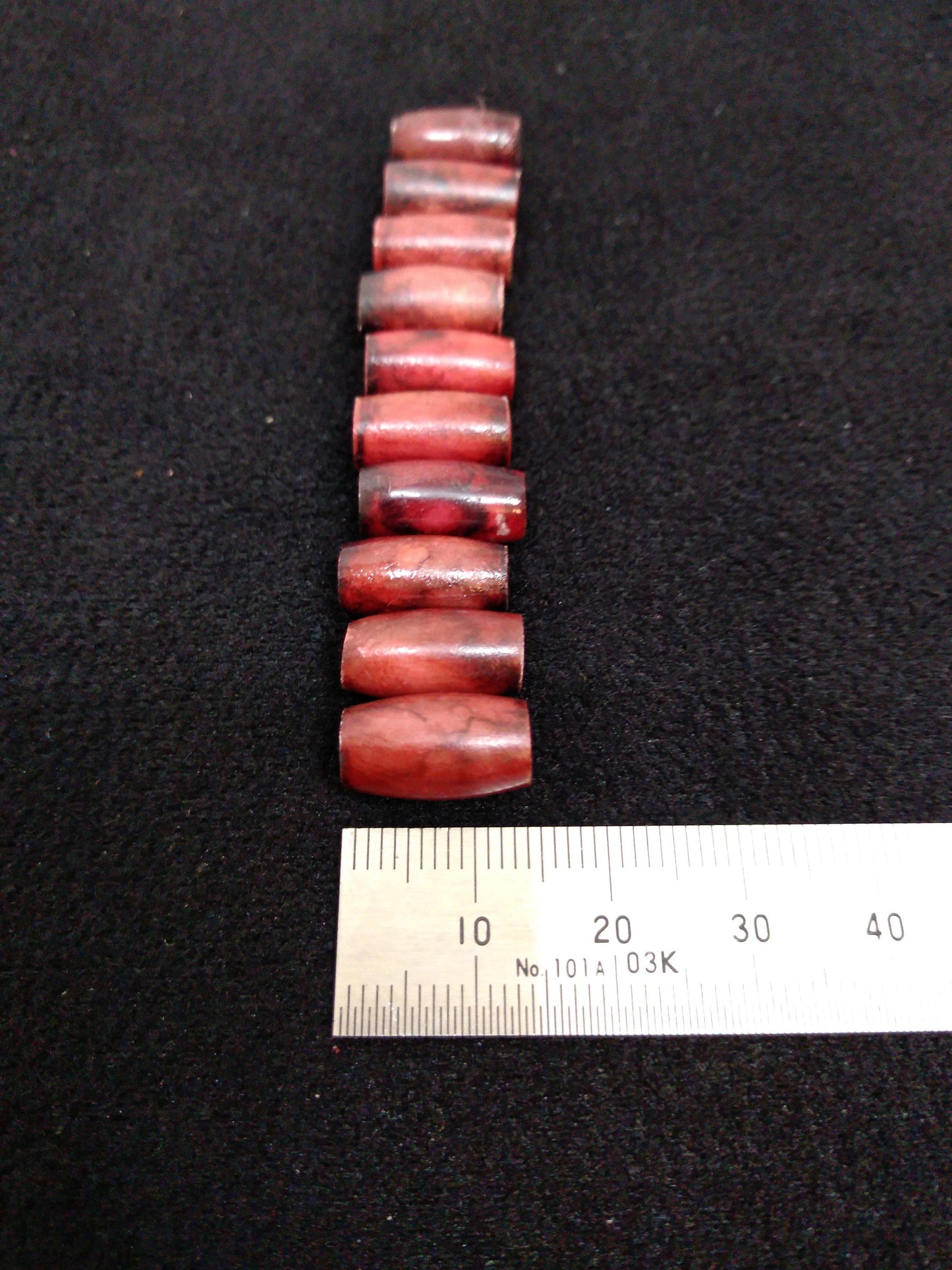 Hair Pipes, Reminiscent of "Pipe Stone Red", Beads, Hand Crafted, package of 10 1/2"-1 1/2"