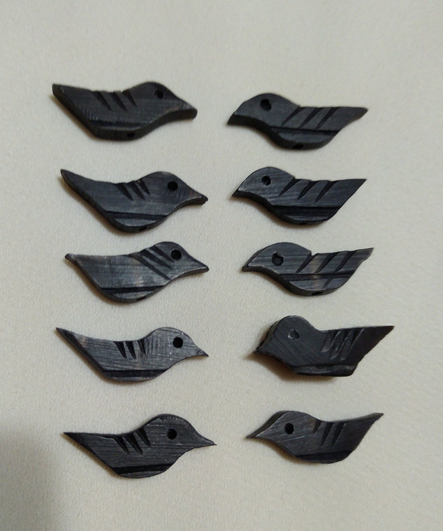 Hand carved Bird Fetish Beads, Cow Bone Black Buffalo Horn, Shell for necklaces, Earrings, Bracelets, Beading, Decorations
