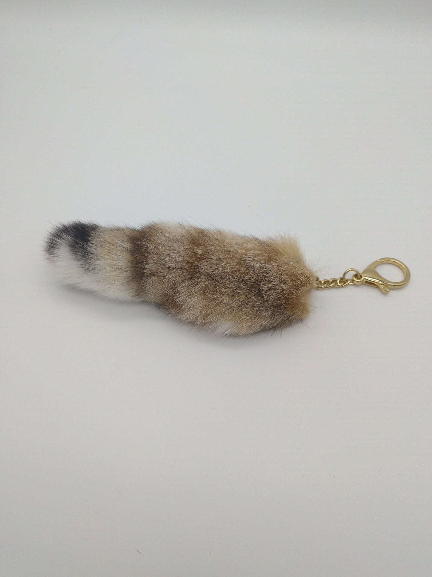 Ethically sourced Bobcat Tail mounted on Key Chain, for Keys, Decoration, Broaches, Hair