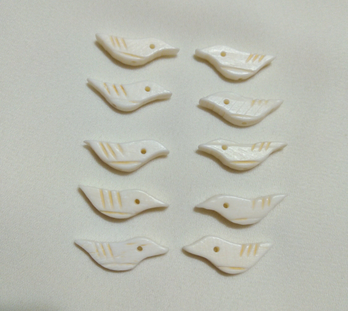 Hand carved Bird Fetish Beads, Cow Bone Black Buffalo Horn, Shell for necklaces, Earrings, Bracelets, Beading, Decorations