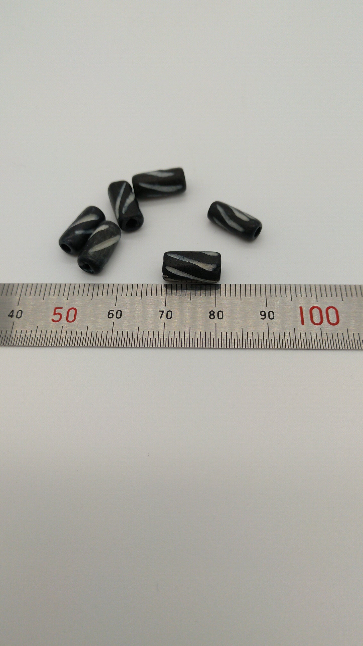 Buffalo Bone Horn, Beads, Black and White, 1/2", Hand Carved, Packages of 6 or 12, Great for Necklaces, Armbands, Bracelets, Earrings, Regalia and Macramé