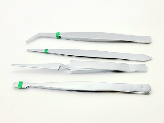 4 pc Tweezer Set for Jewelry, Beading, and Crafting