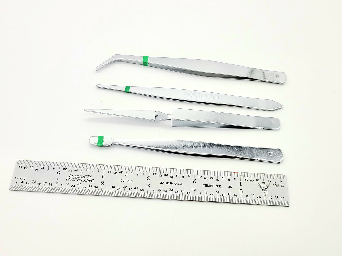 4 pc Tweezer Set for Jewelry, Beading, and Crafting