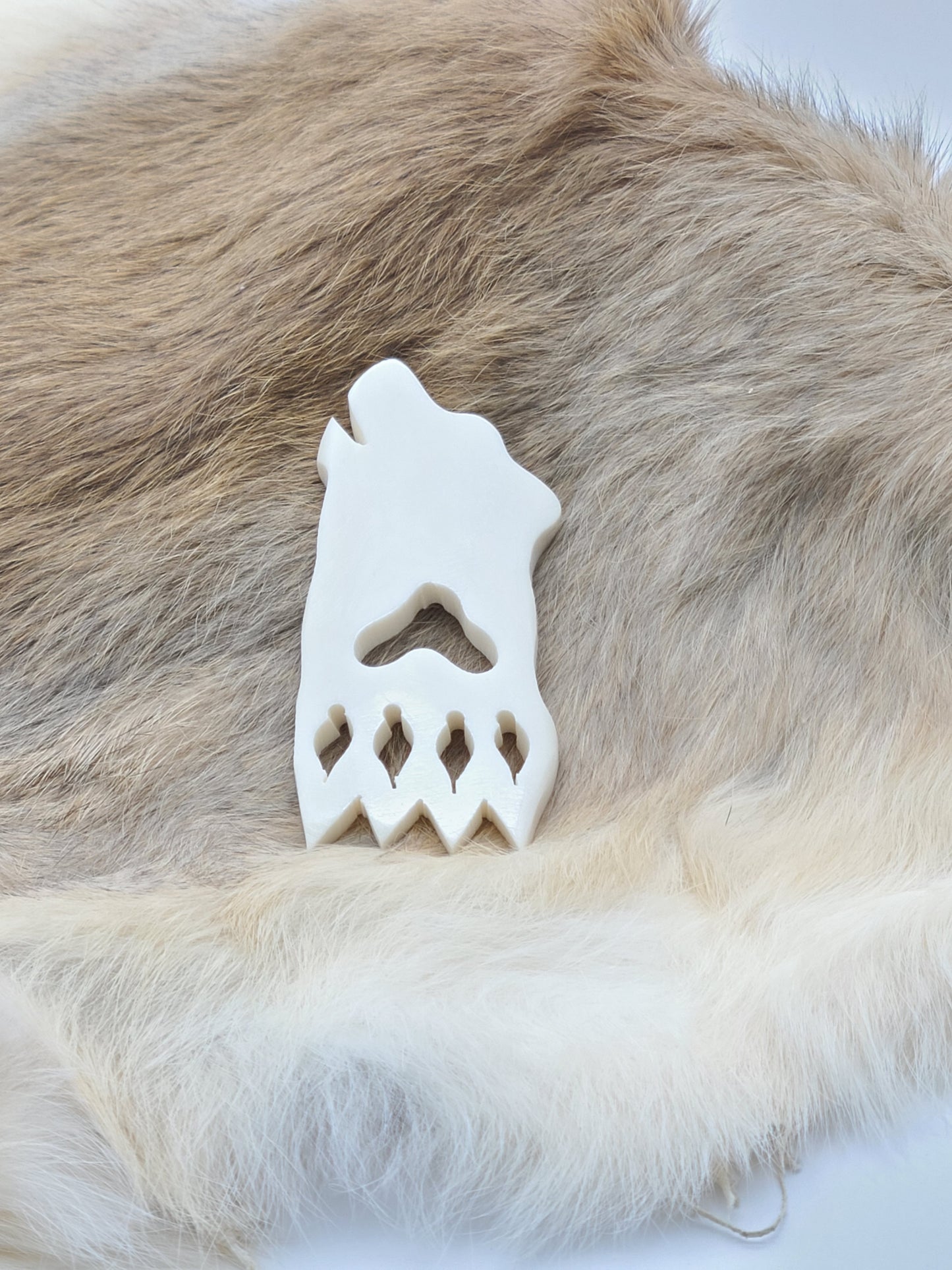 Wolf Shaped Bone Pendant, Hand Carved