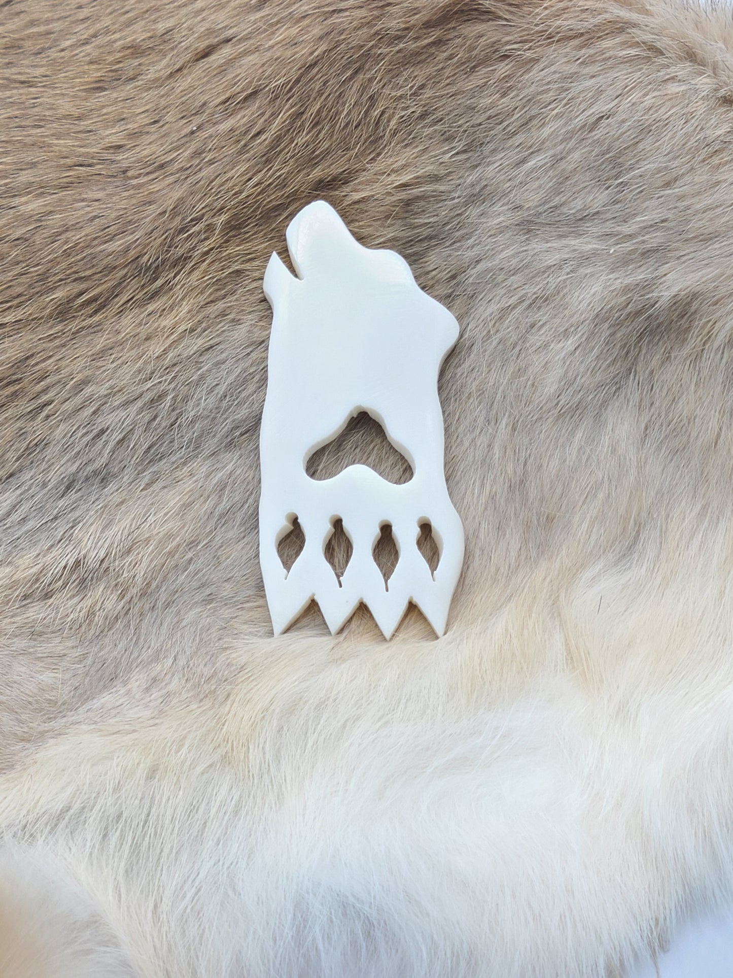 Wolf Shaped Bone Pendant, Hand Carved