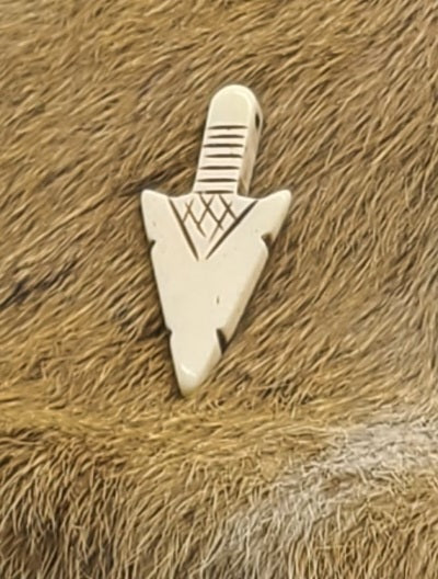 Arrowhead Pendant, Hand carved Cow Bone, 2" for Choker, Necklace or Decoration