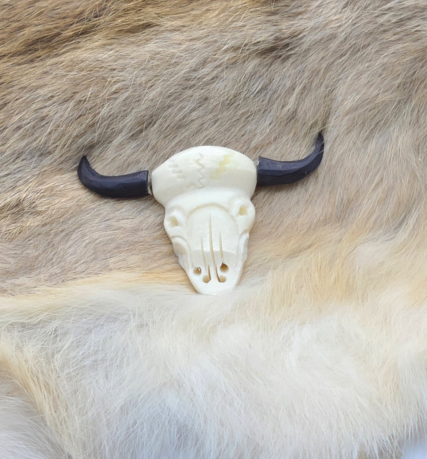 Buffalo Skull, Pendant, Hand Crafted, Choker or Necklace, Cow Bone, Carved