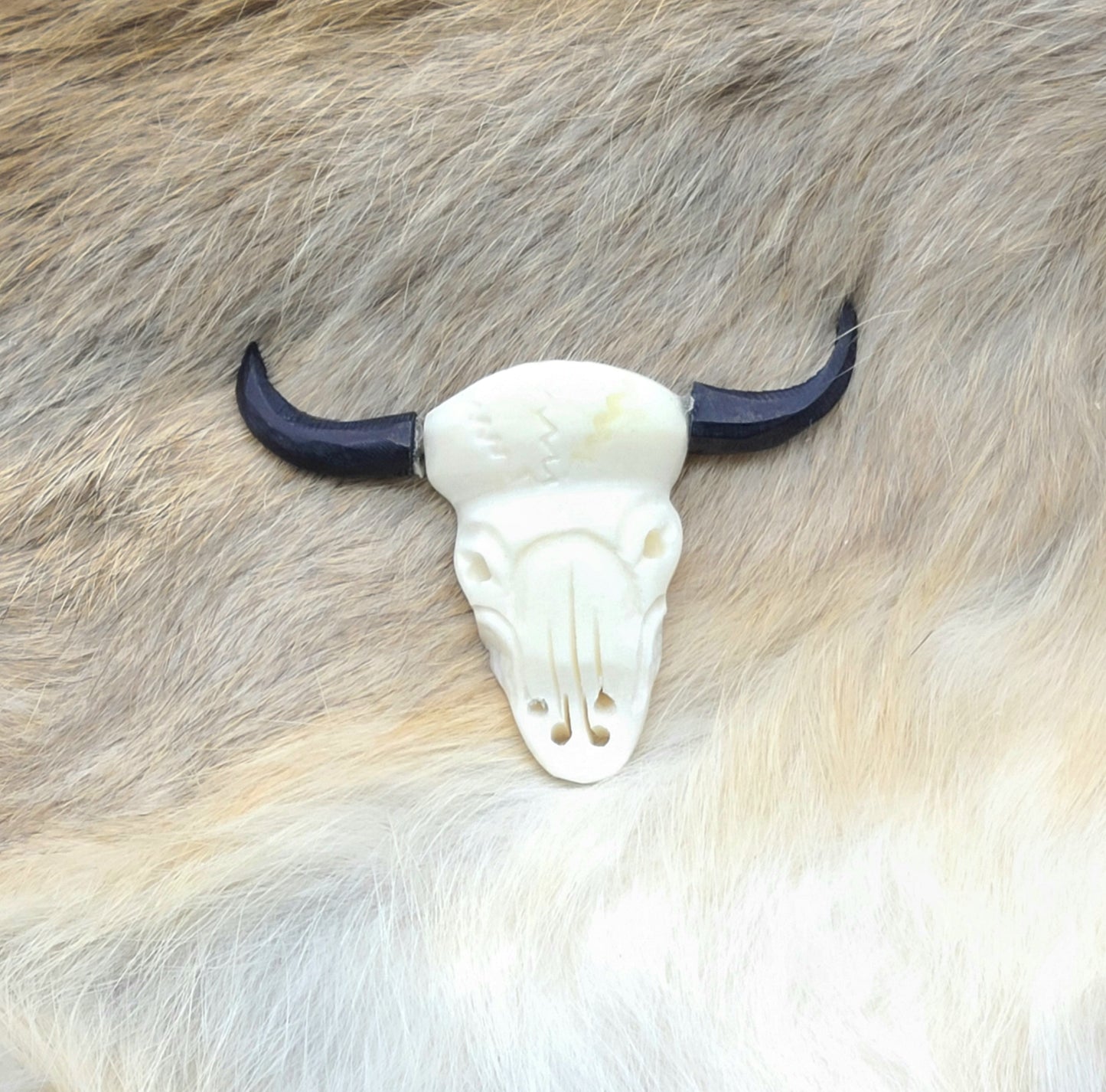 Buffalo Skull, Pendant, Hand Crafted, Choker or Necklace, Cow Bone, Carved