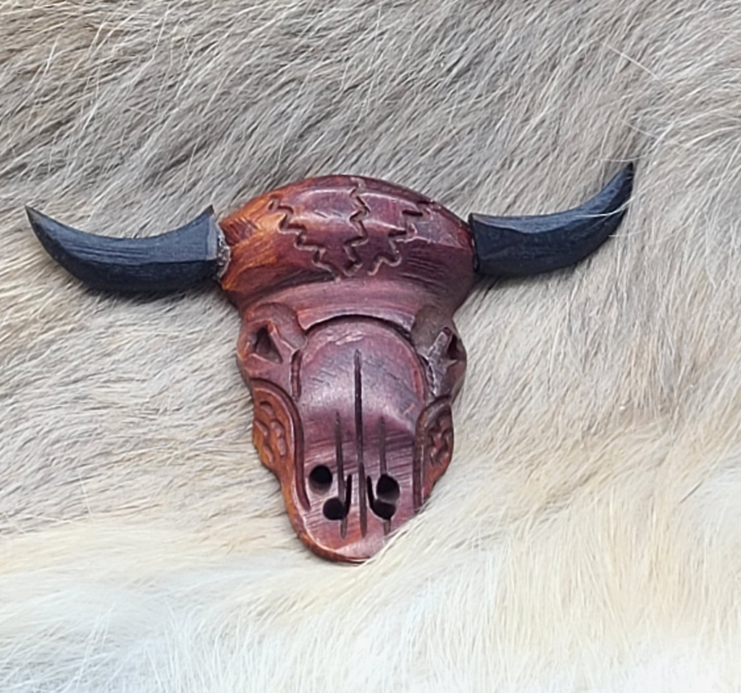 Buffalo Skull, Pendant, Hand Crafted, Choker or Necklace, Cow Bone, Carved