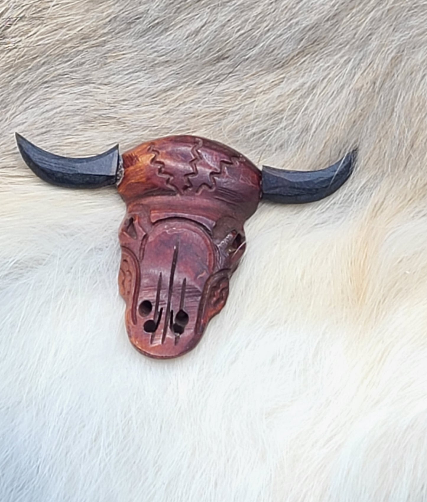 Buffalo Skull, Pendant, Hand Crafted, Antiqued, Cow Bone and Buffalo Horn for Necklaces, Chokers, Decorations