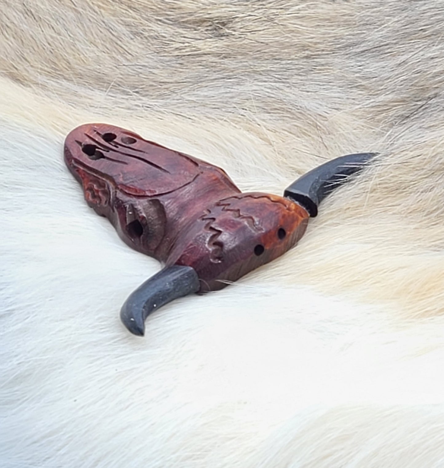 Buffalo Skull, Pendant, Hand Crafted, Antiqued, Cow Bone and Buffalo Horn for Necklaces, Chokers, Decorations