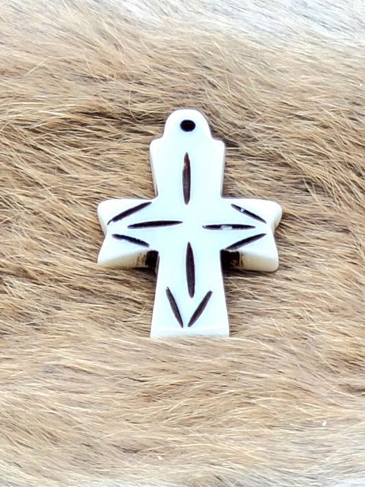 Cross Style Bone Pendant, Hand Crafted, use for Necklaces, Regalia, and Jewelry