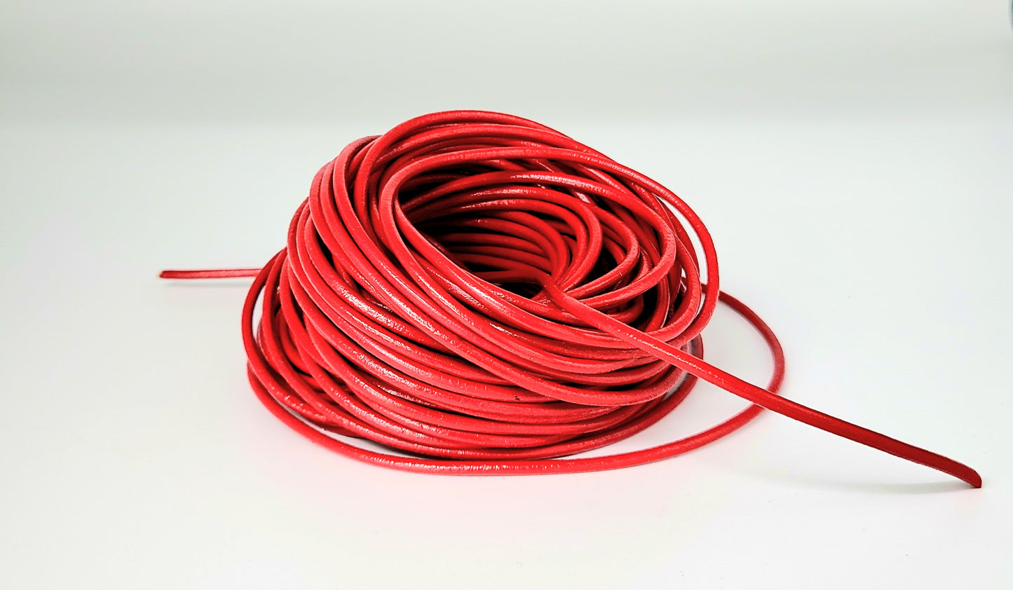 3mm Leather cord, sold by the yard, for Jewelry, crafts, binding, Red, Black, natural