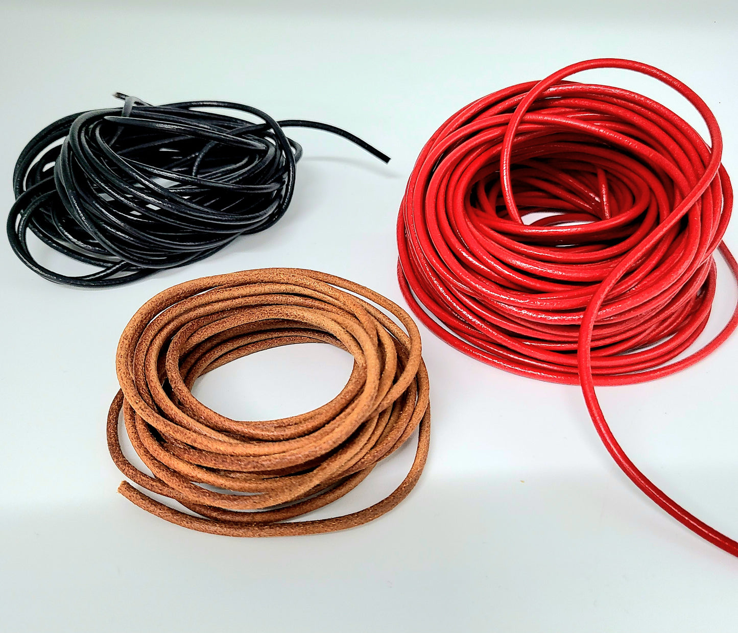 3mm Leather cord, sold by the yard, for Jewelry, crafts, binding, Red, Black, natural