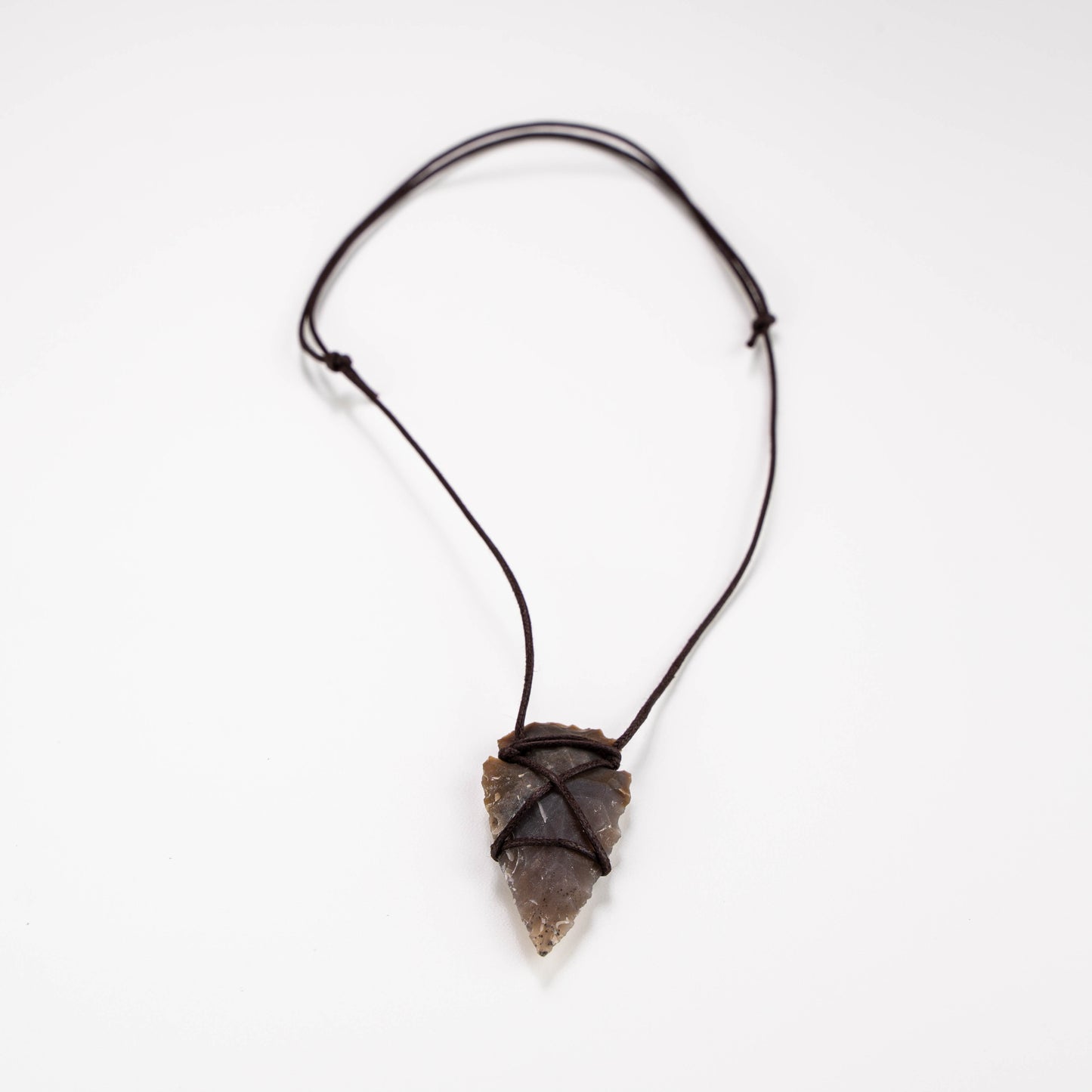 Hand Carved Agate Arrowhead Necklace on Adjustable genuine leather or synthetic cord, Indigenous made