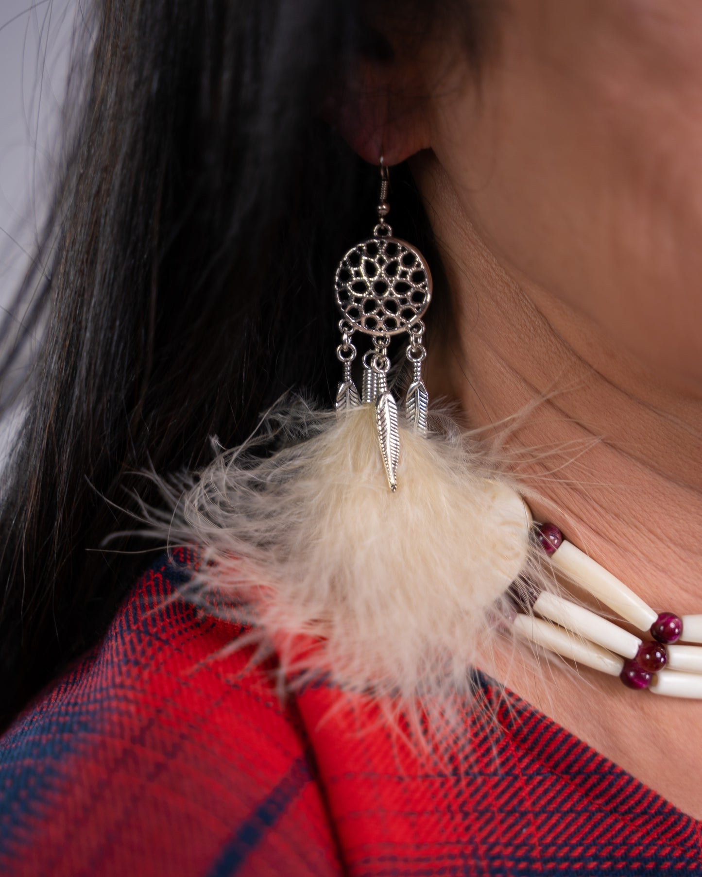 Earrings and Necklace Set Dreamcatcher Collection, Feather, Metal