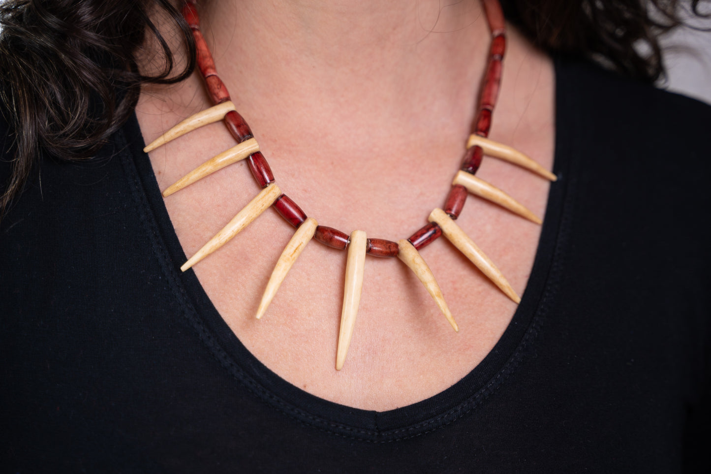 Talon Necklace, Authentic made, 20-24" necklace, Talons carved from Cow Bone or Black Buffalo Horn, Indigenous Made