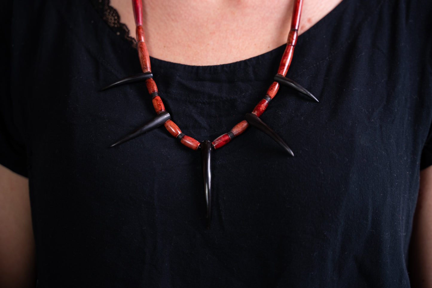 Talon Necklace, Authentic made, 20-24" necklace, Talons carved from Cow Bone or Black Buffalo Horn, Indigenous Made