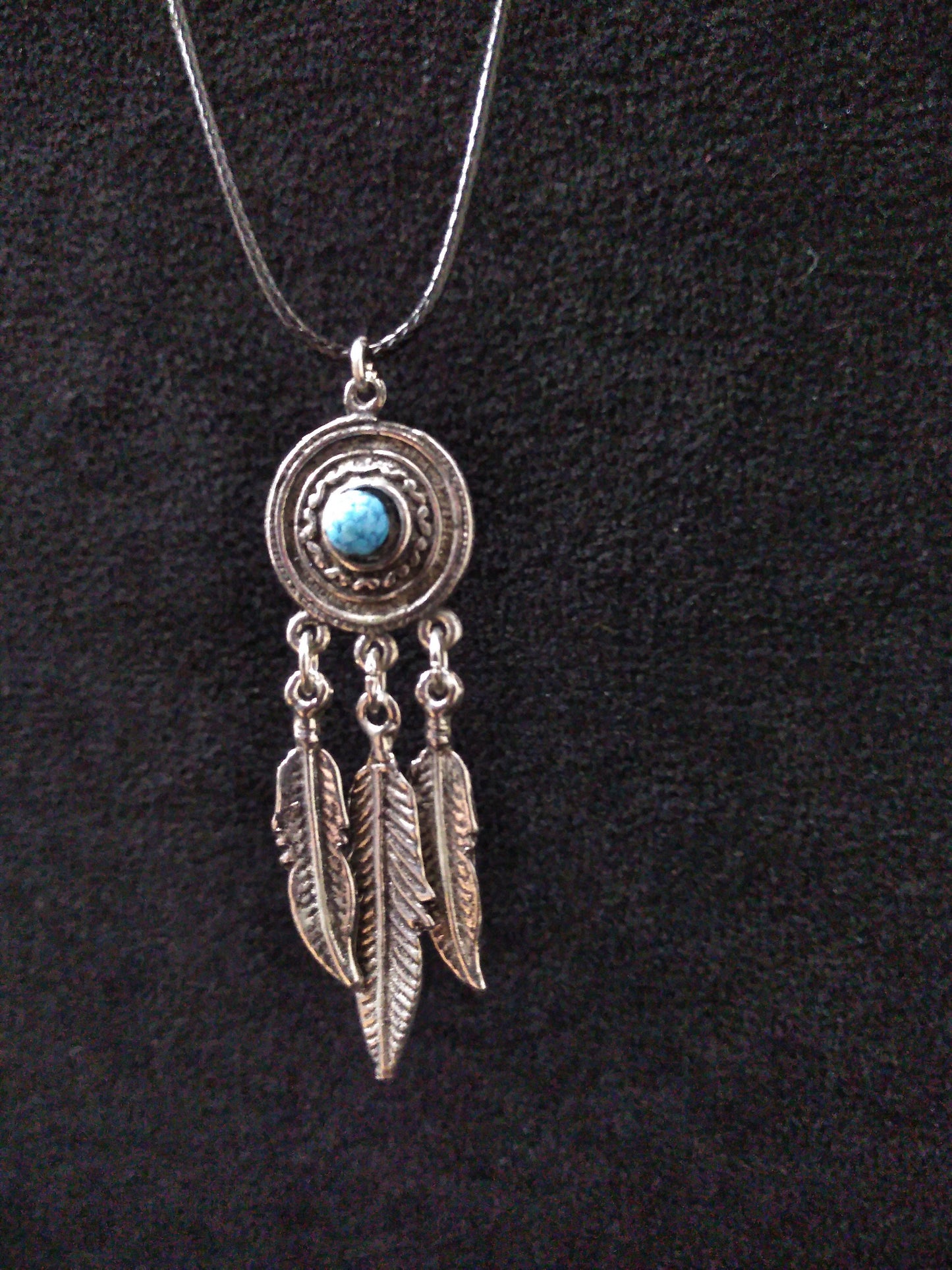 Necklace Dreamcatcher Collection, Necklace, 18" length, Feathers, Turquoise, Metal