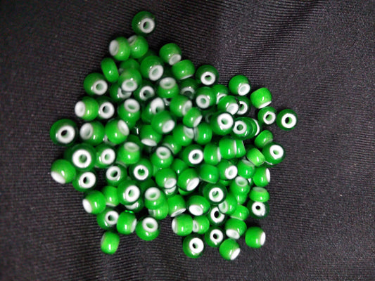 Trade Beads 6 mm x 25 pcs per package   aka White Heart Beads, Glass, Hand Cut, Cold Rolled for Necklaces, Earrings, Bracelets, Beading, Decorations