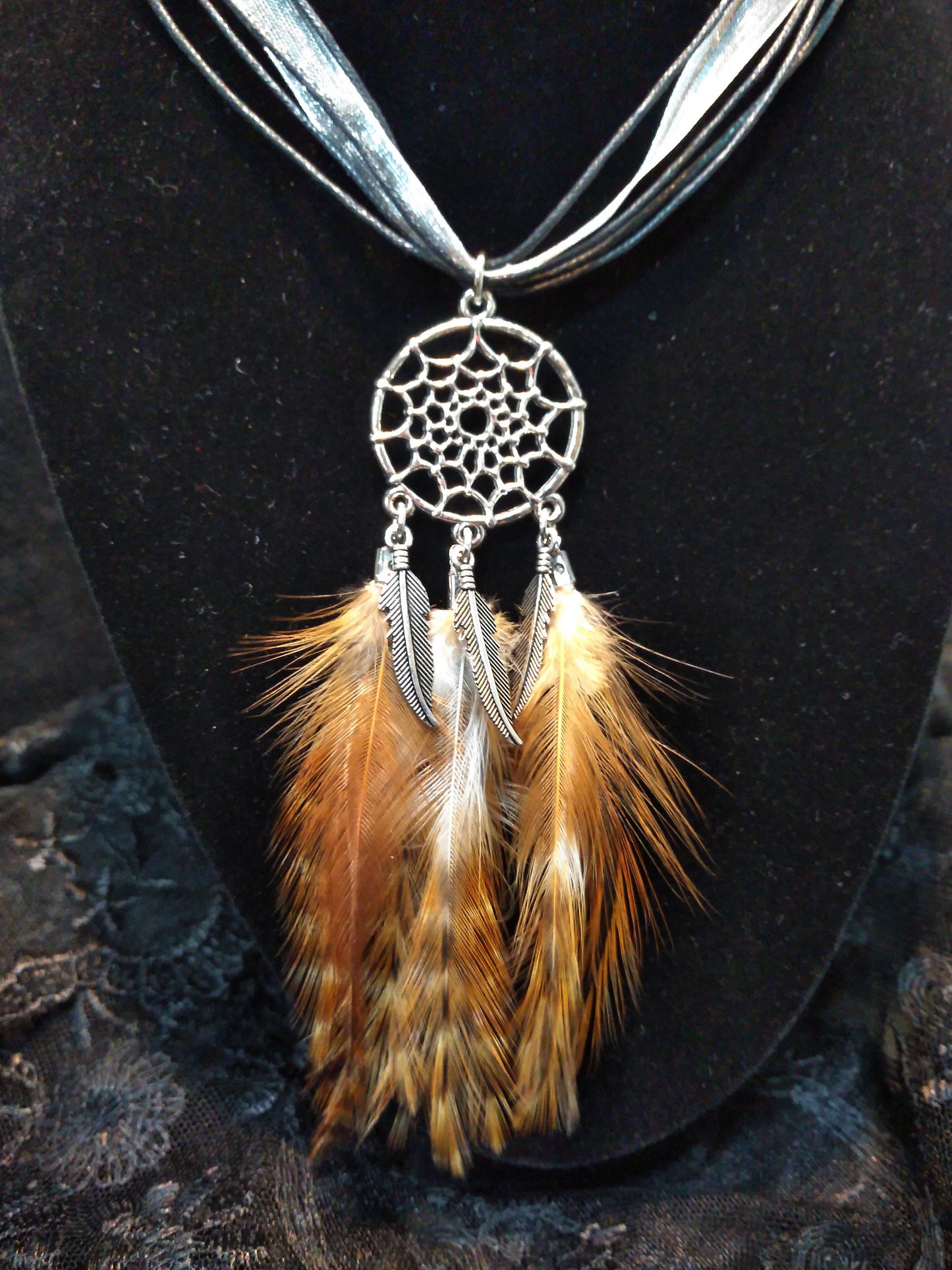 Earrings and Necklace Set Dreamcatcher Collection, Feather, Metal