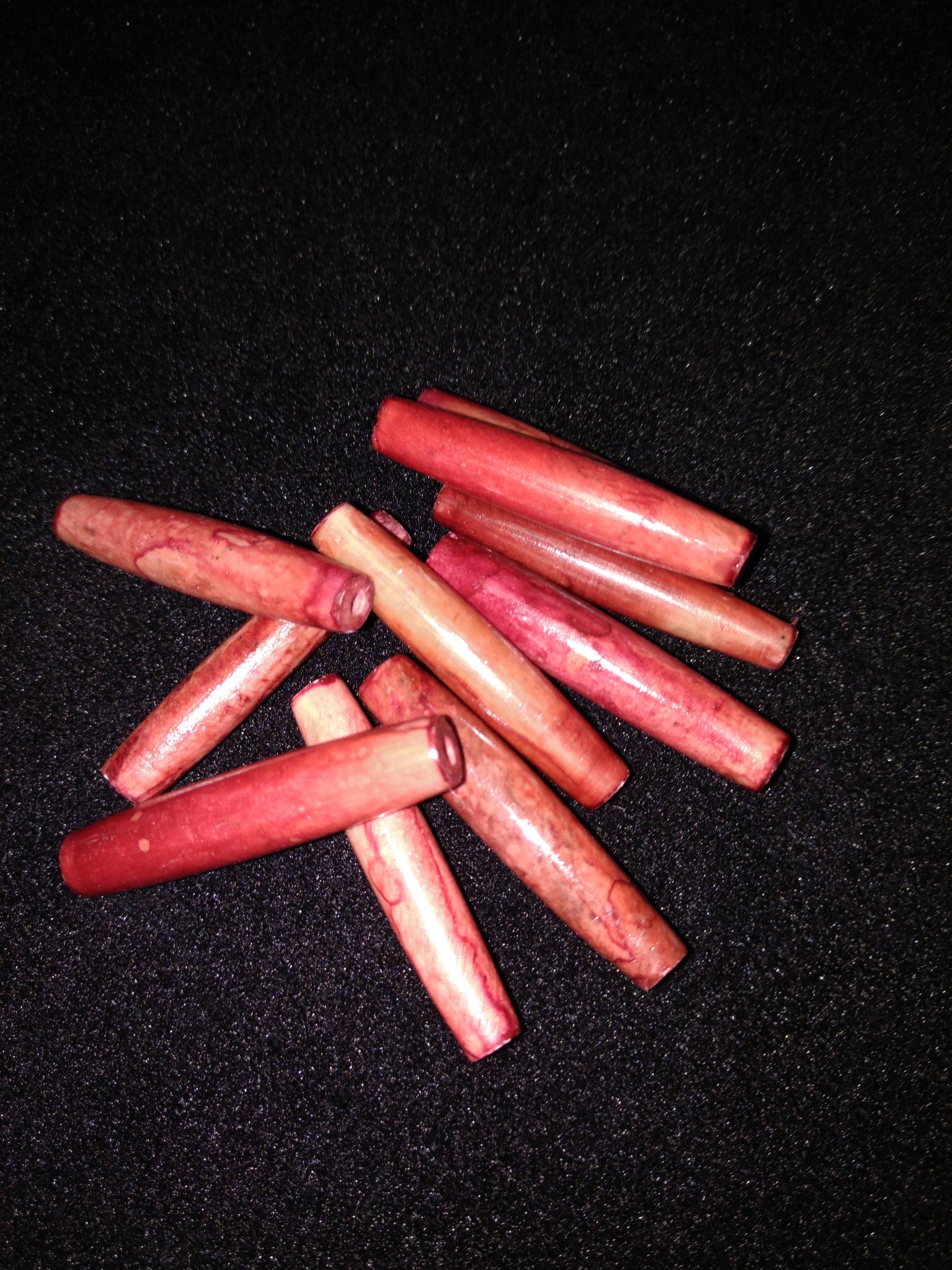 Hair Pipes, Reminiscent of "Pipe Stone Red", Beads, Hand Crafted,  package of 10 1/2"-1 1/2"