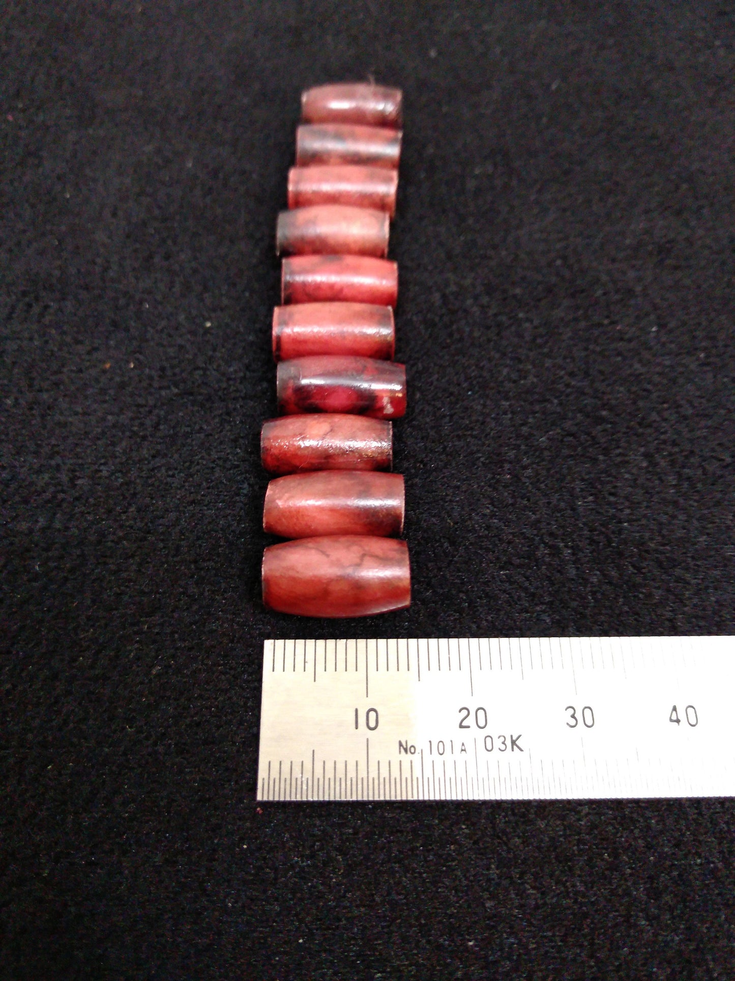 Hair Pipes, Reminiscent of "Pipe Stone Red", Beads, Hand Crafted,  package of 10 1/2"-1 1/2"