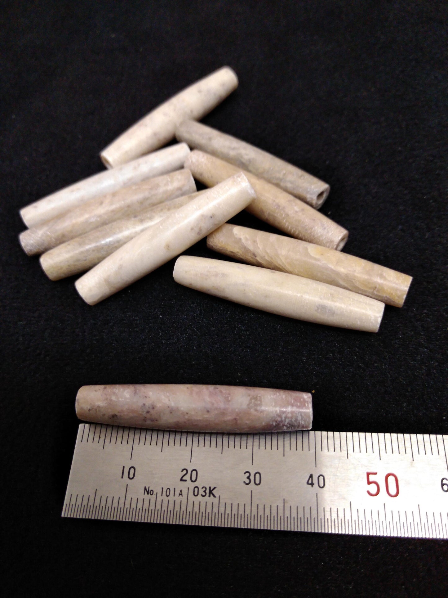 Stone Bead Hair Pipes, 1.5" package of 10 for necklaces, Chokers, Regalia, Beading, Decorations