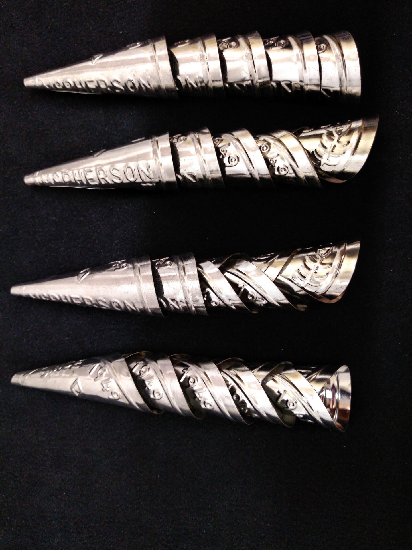 Rolled Jingle Cones, Jingle Dress, Copper, Gold, or Silver, Adult and Youth, for Jingle Dresses and Regalia 2.75" - 1.75", Indigenous, decorations