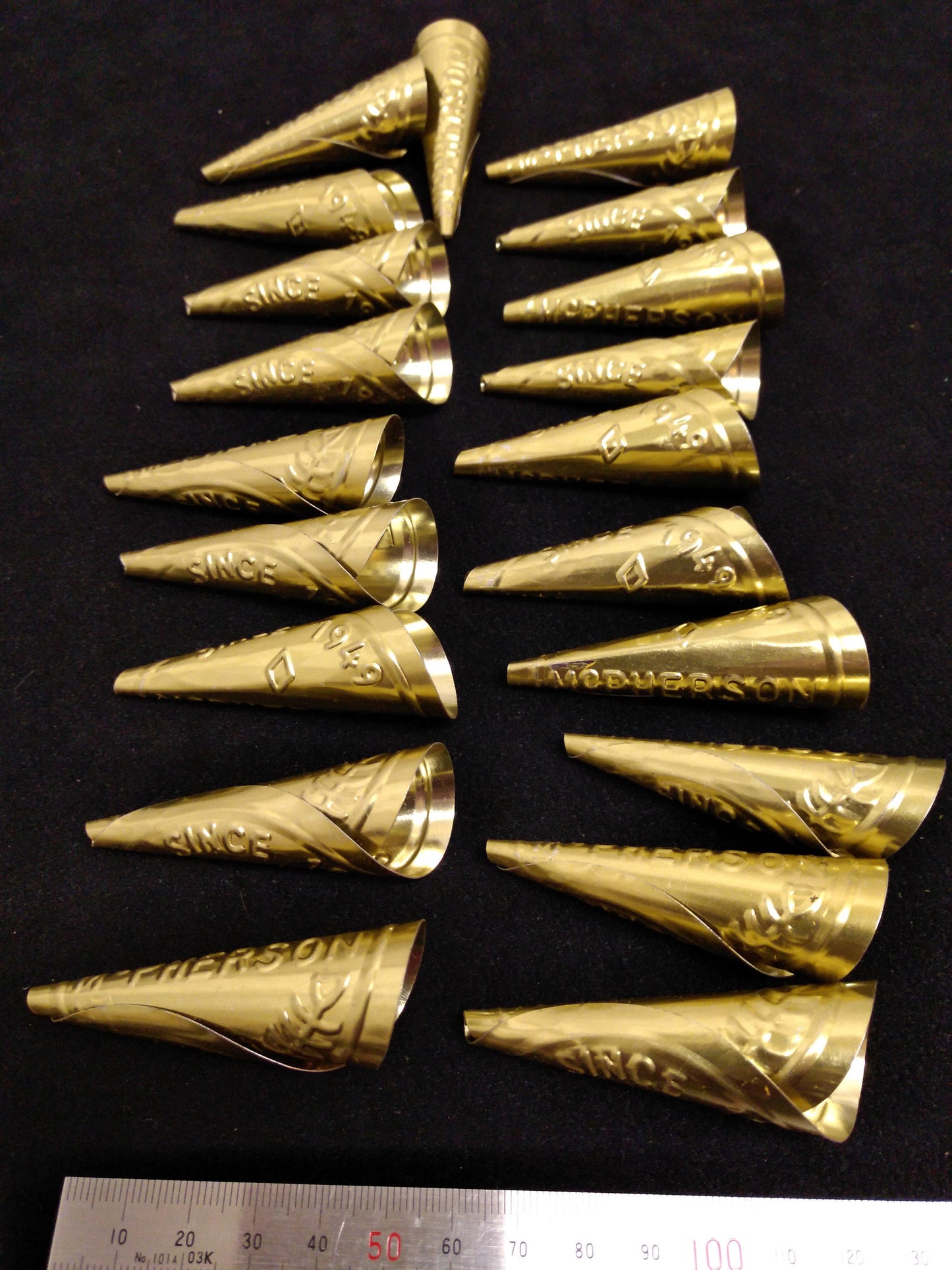 Rolled Jingle Cones, Jingle Dress, Copper, Gold, or Silver, Adult and Youth, for Jingle Dresses and Regalia 2.75" - 1.75", Indigenous, decorations