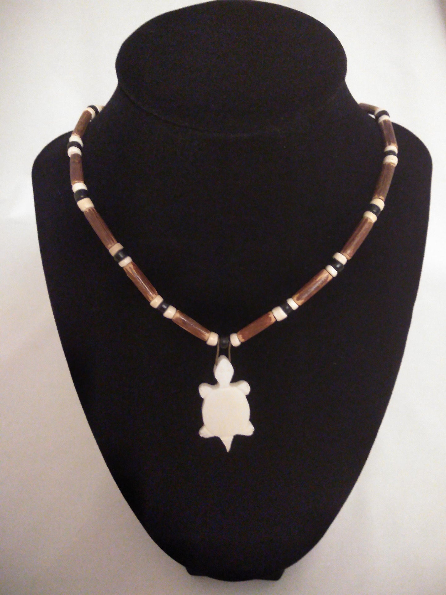 Bear, Turtle, or Wolf Cow Bone Necklace Cow Bone, Wood 18" or custom size