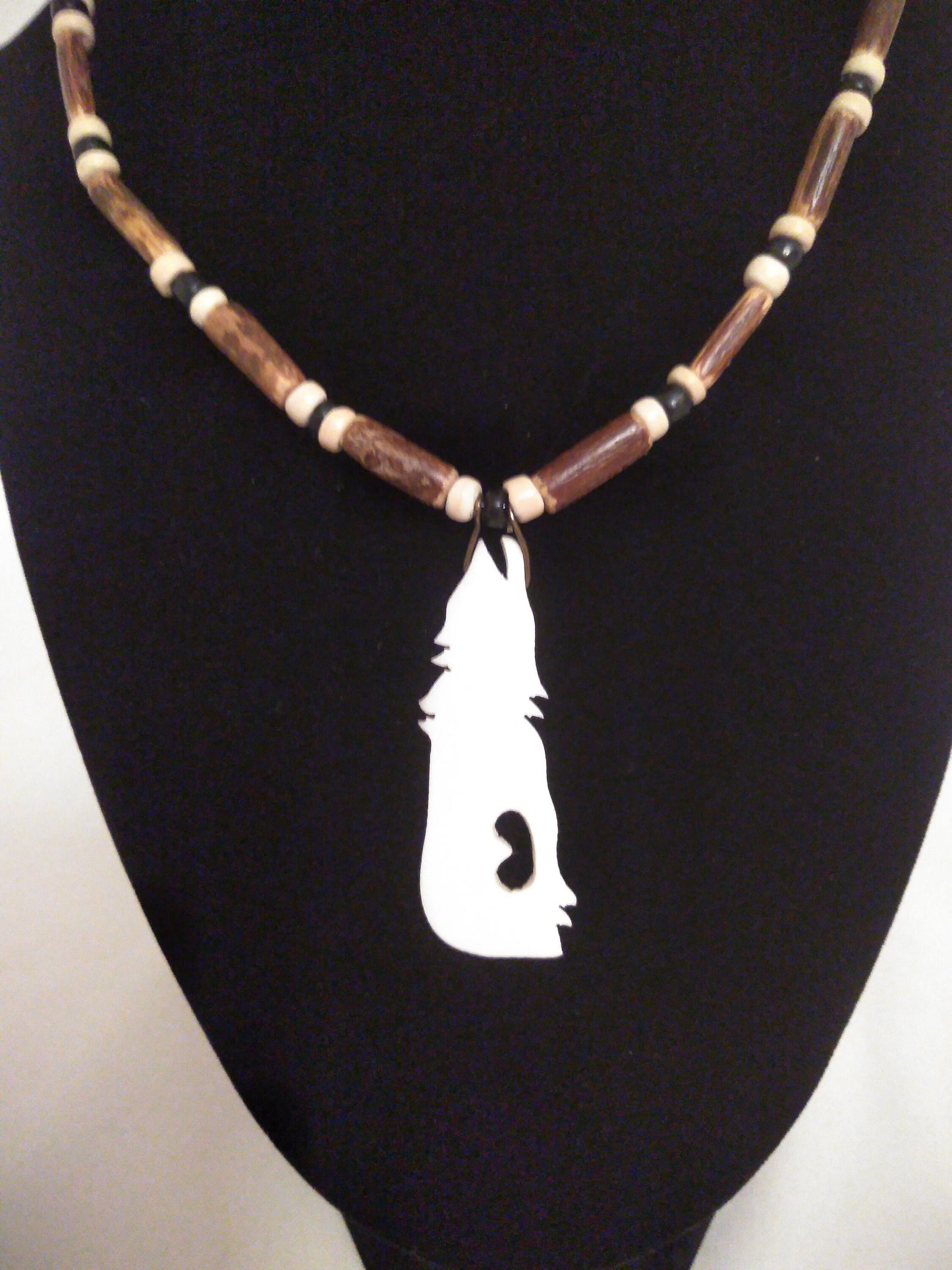 Bear, Turtle, or Wolf Cow Bone Necklace Cow Bone, Wood 18" or custom size