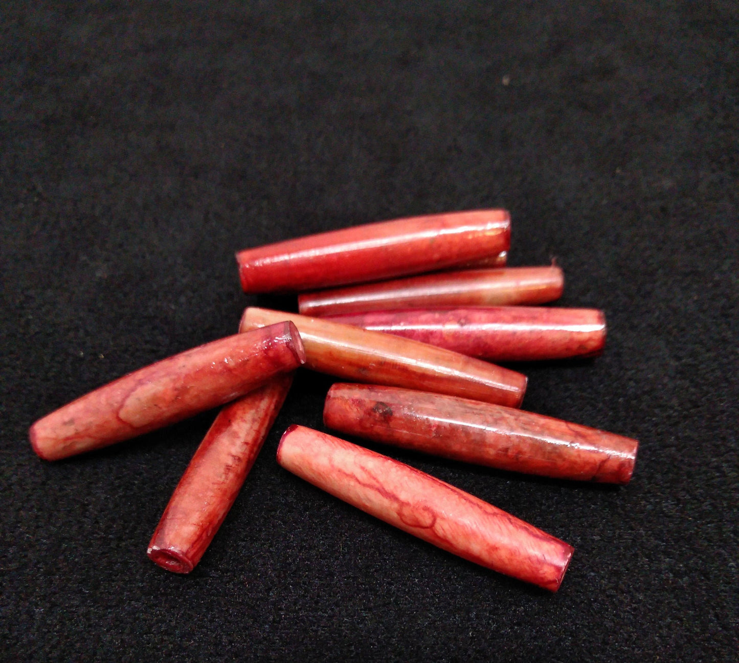 Hair Pipes, Reminiscent of "Pipe Stone Red", Beads, Hand Crafted,  package of 10 1/2"-1 1/2"