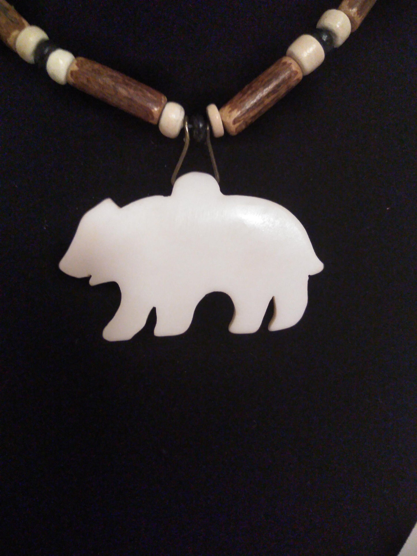 Bear, Turtle, or Wolf Cow Bone Necklace Cow Bone, Wood 18" or custom size