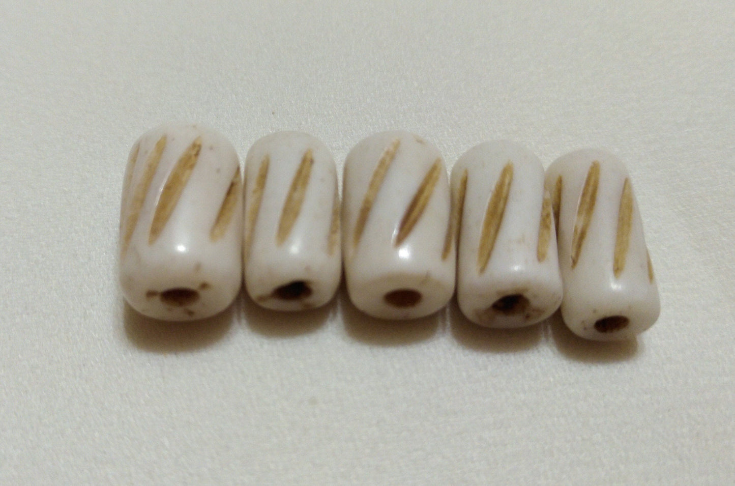 Hand carved Cow Bone Beads 6mm x 11mm  packages of 10, 20 and50 for Necklaces, Bracelets, Earrings, Chokers, Breast Plates, Arm Bands