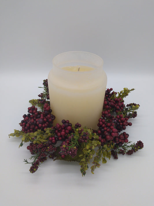Frosted Glass 20 oz Vanilla scented Candle or Christmas candle arrangement