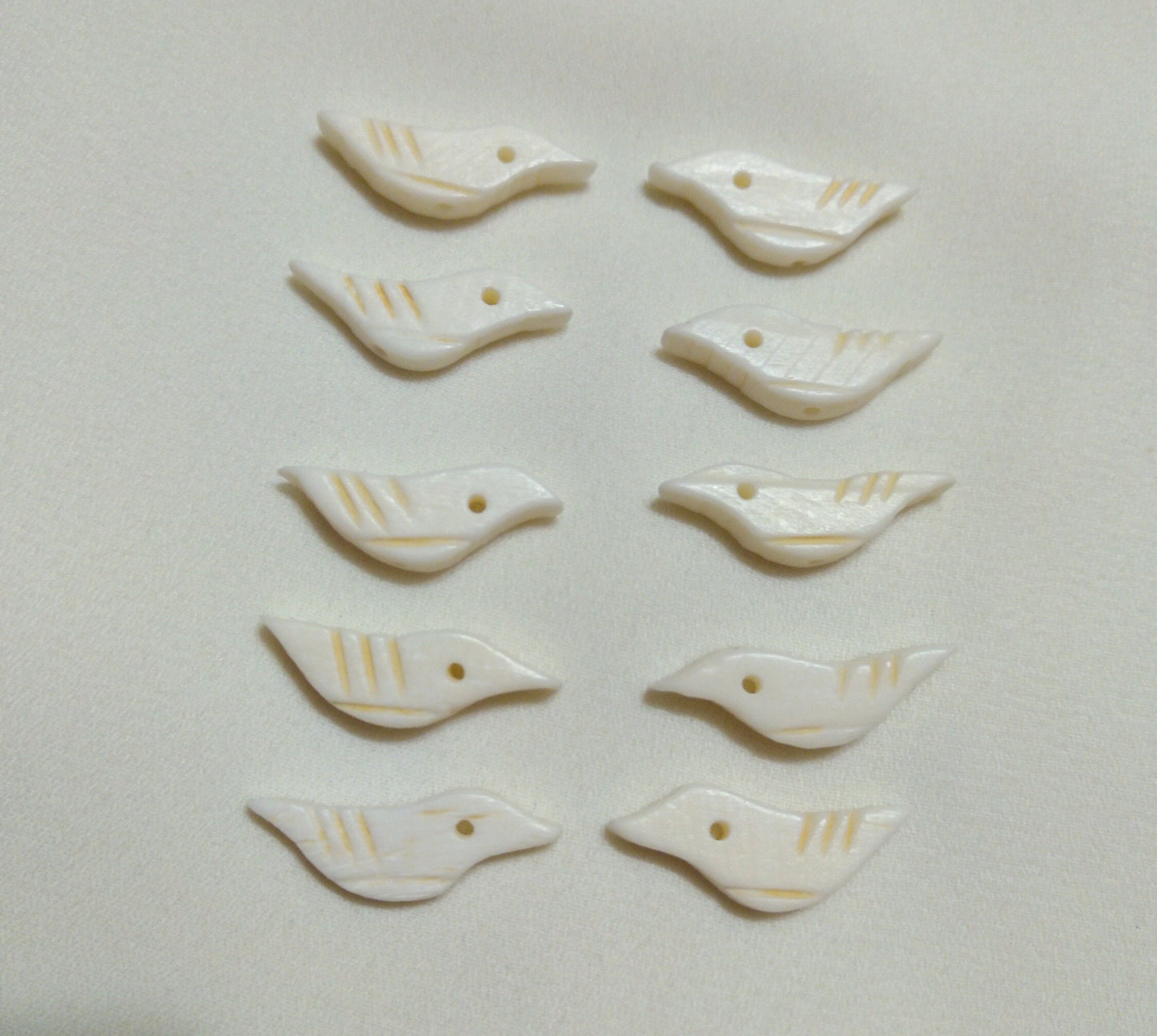 Hand carved Bird Fetish Beads, Cow Bone  Black Buffalo Horn, Shell for necklaces, Earrings, Bracelets, Beading, Decorations