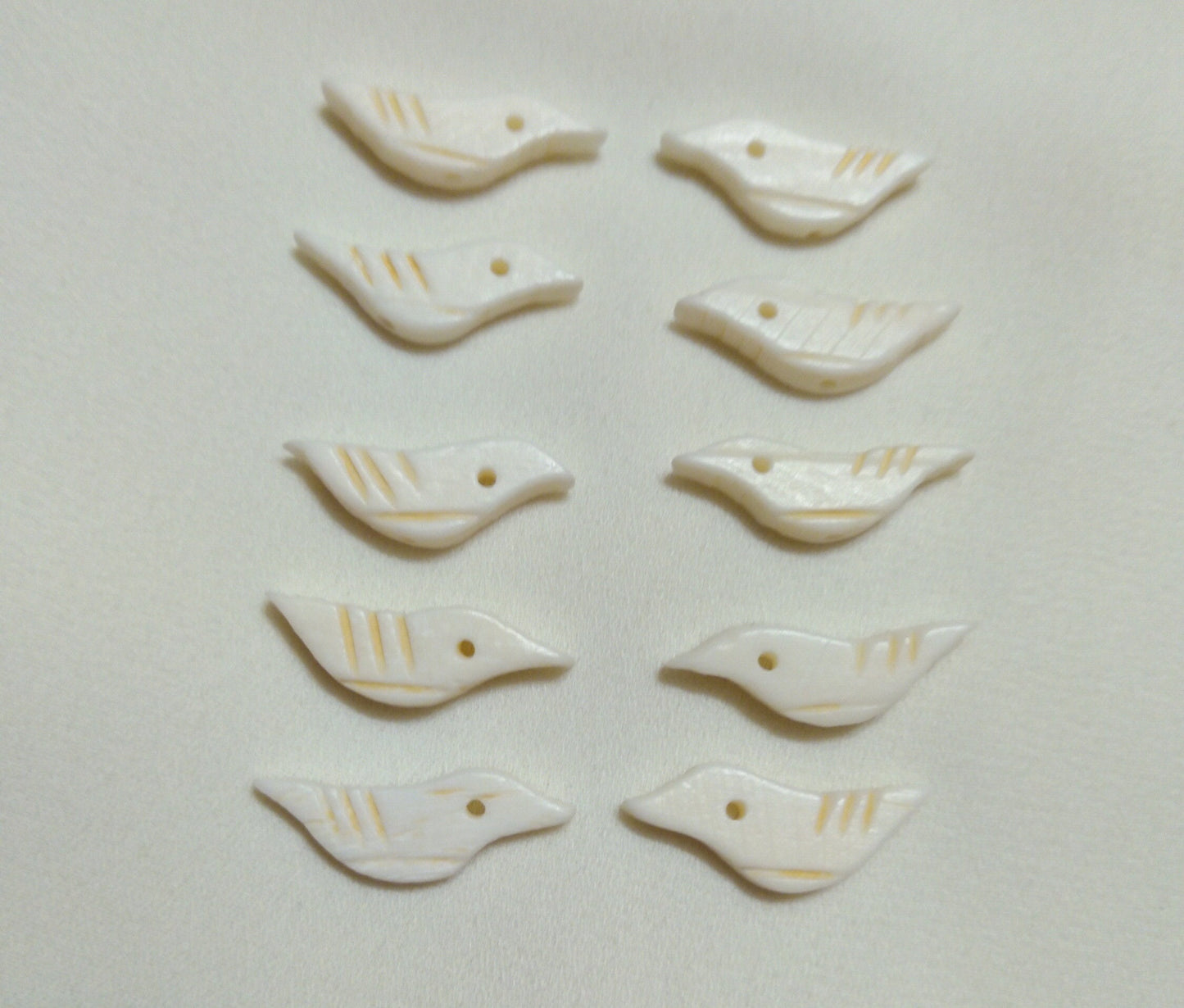 Hand carved Bird Fetish Beads, Cow Bone  Black Buffalo Horn, Shell for necklaces, Earrings, Bracelets, Beading, Decorations