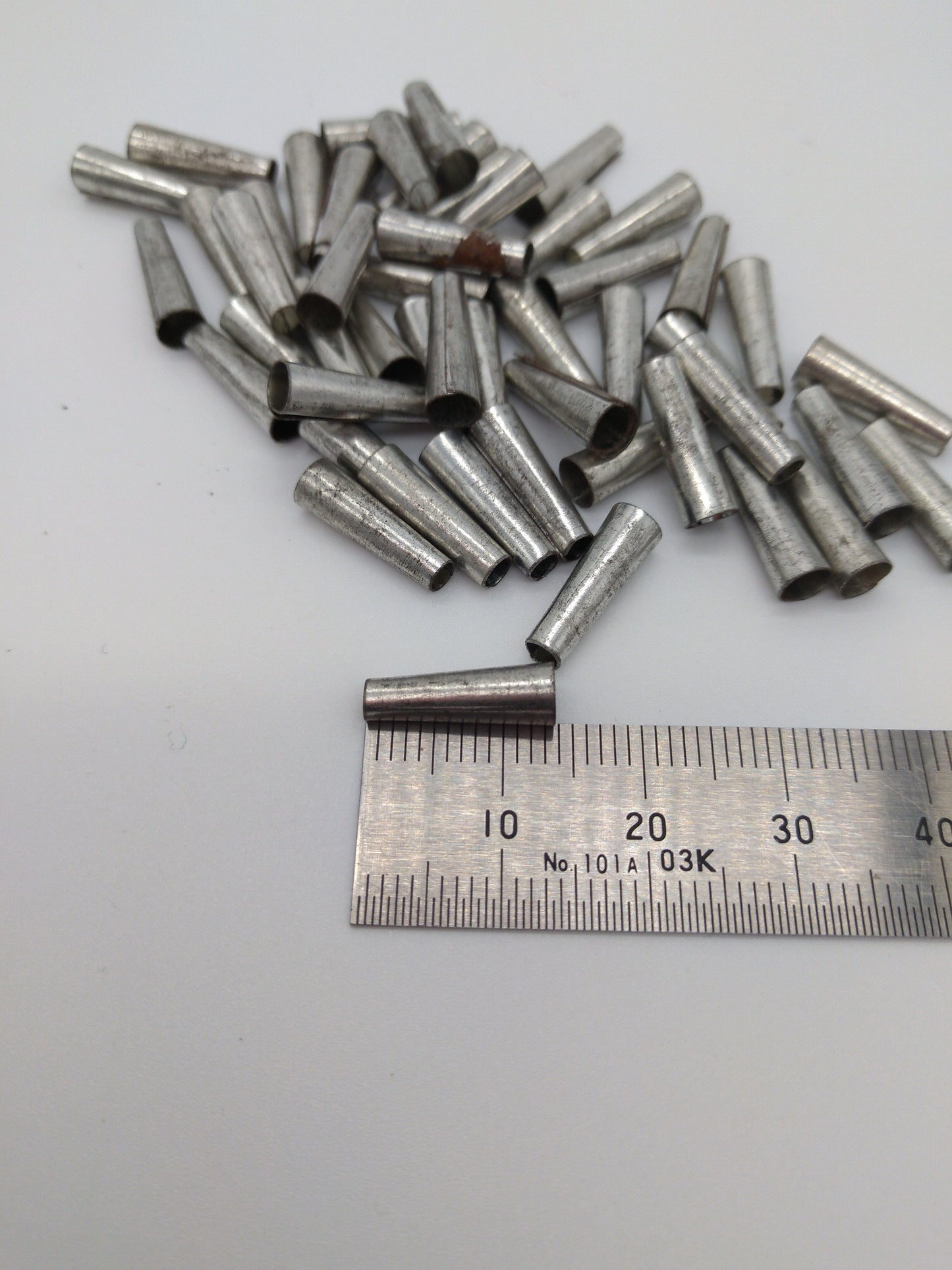 Tin Cones unpolished, Raw 1/2", 3/4", 1", and 1 1/4" packages of 20, 50, or 100, for Regalia, Trim  Fringes, and sound